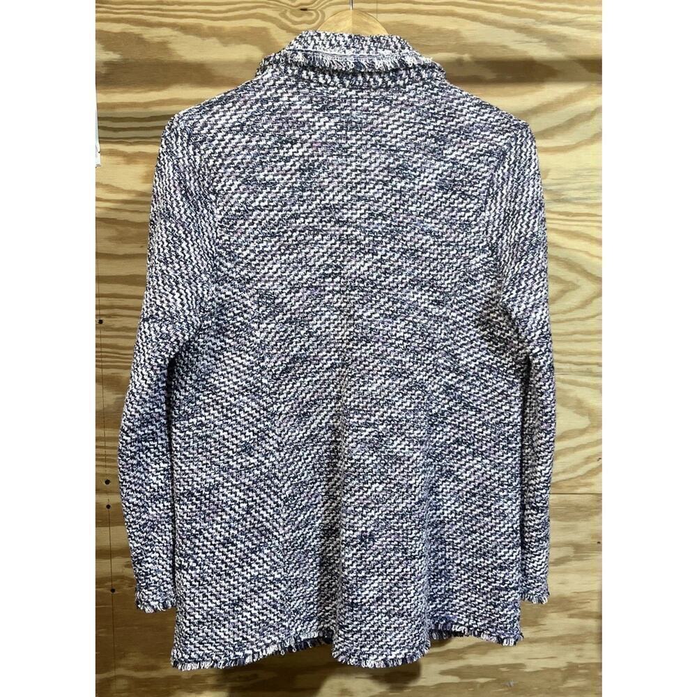 Chico's Textured Knit Blazer Jacket Stretch Purple Size 1 8 10 Career Preppy - Picture 2 of 13